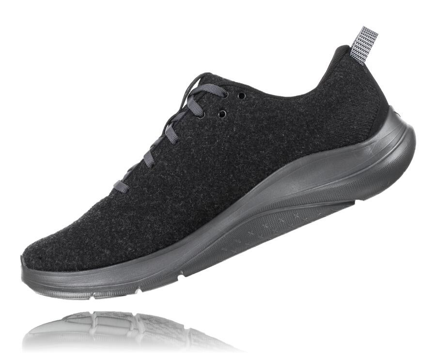 Hoka Australia One One Hupana Flow Wool - Mens Running Shoes Black - WENYO-3285